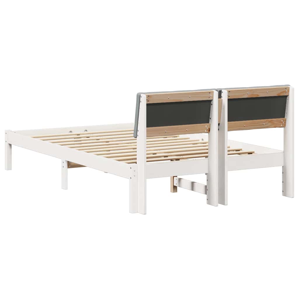 Bed frame White and light grey 120 x 200 cm Solid pine wood