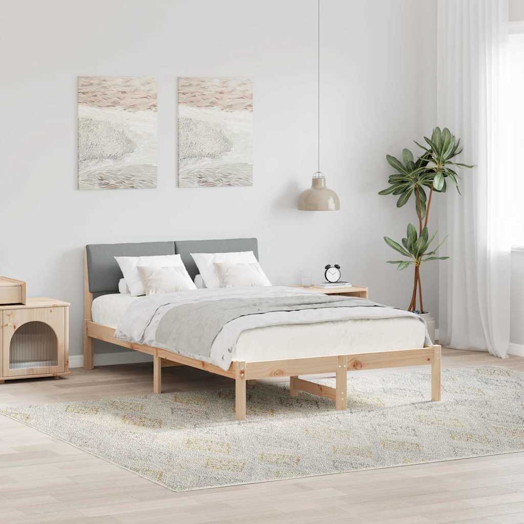 Bed frame Brown and light grey 120 x 190 cm Solid pine wood