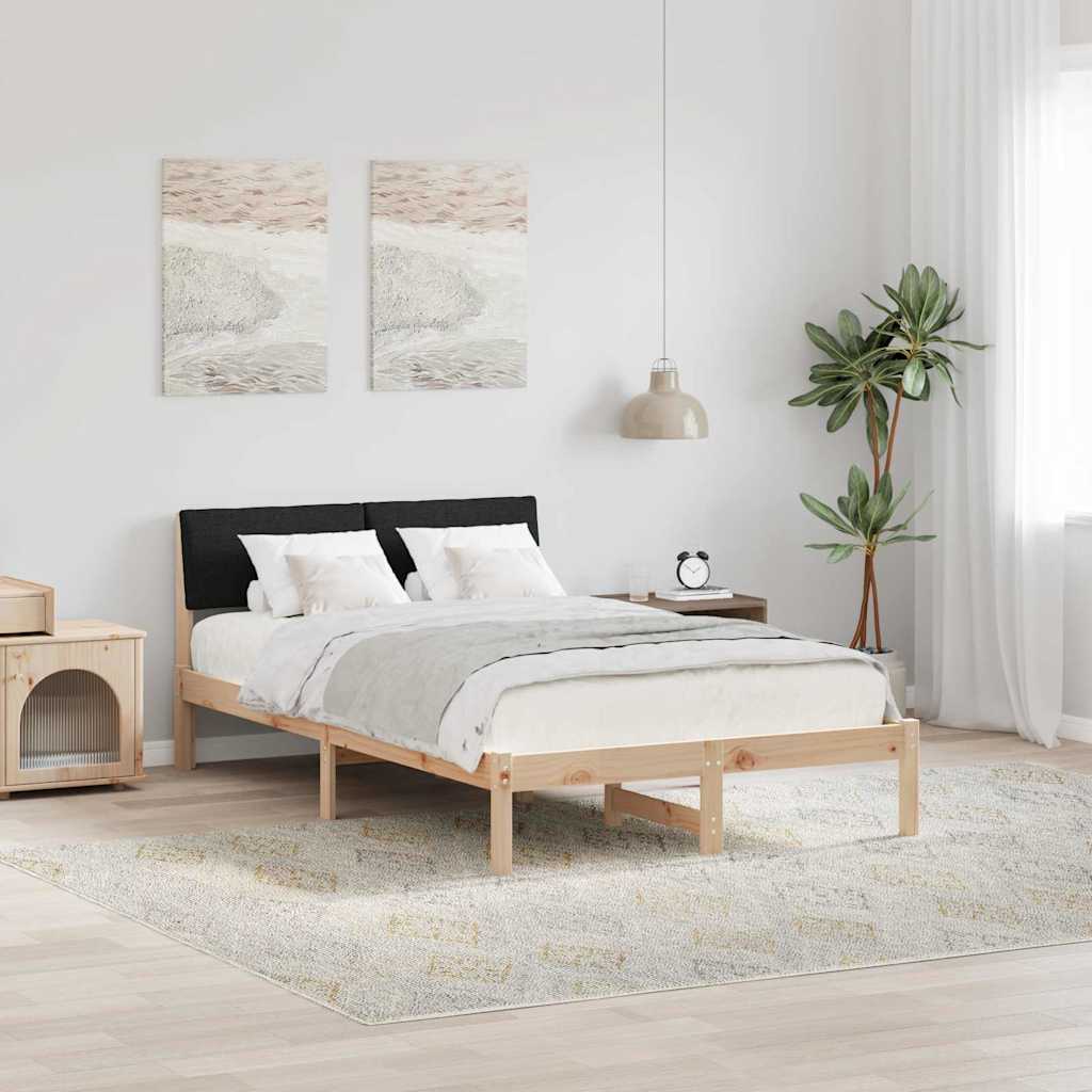 Bed frame Brown and black 120 x 190 cm Solid pine wood