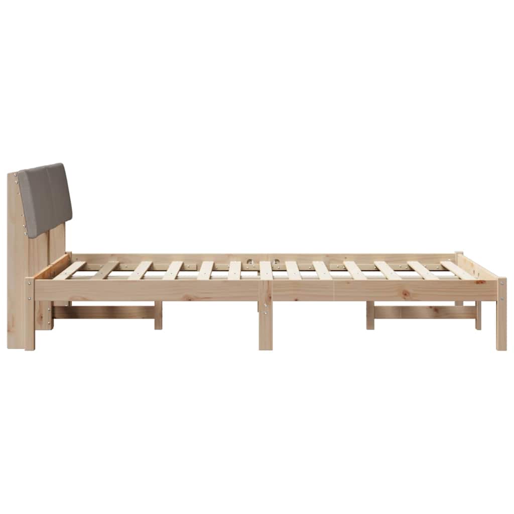 Bed frame Brown and taupe 120 x 190 cm Solid pine wood
