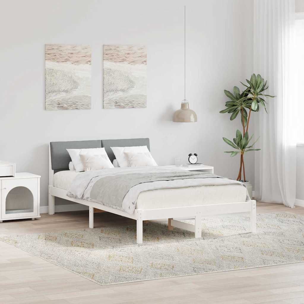 Bed frame White and light grey 120 x 190 cm Solid pine wood