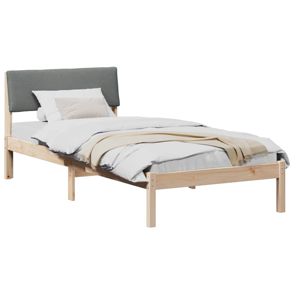 Bed frame Brown and dark grey 100 x 200 cm Solid pine wood