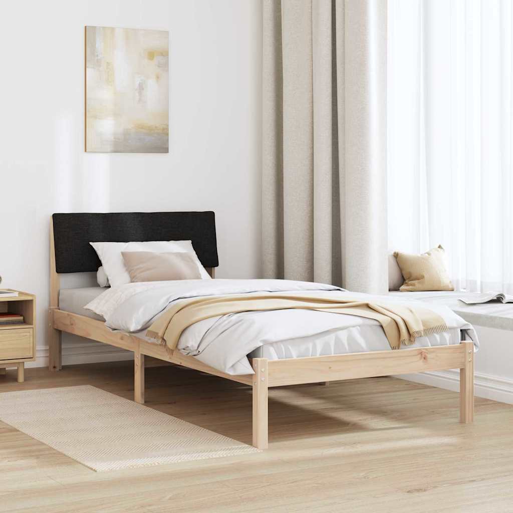 Bed frame Brown and black 100 x 200 cm Solid pine wood