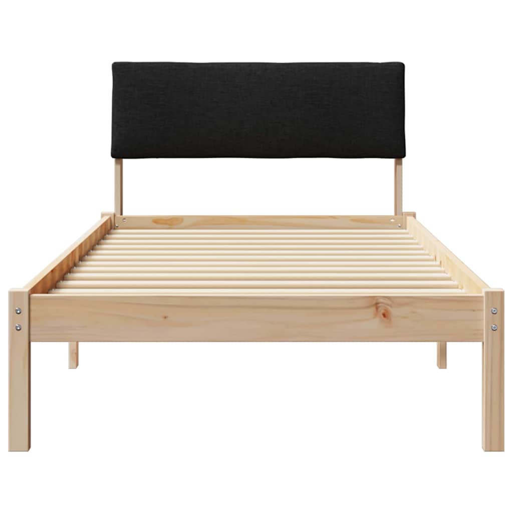 Bed frame Brown and black 100 x 200 cm Solid pine wood
