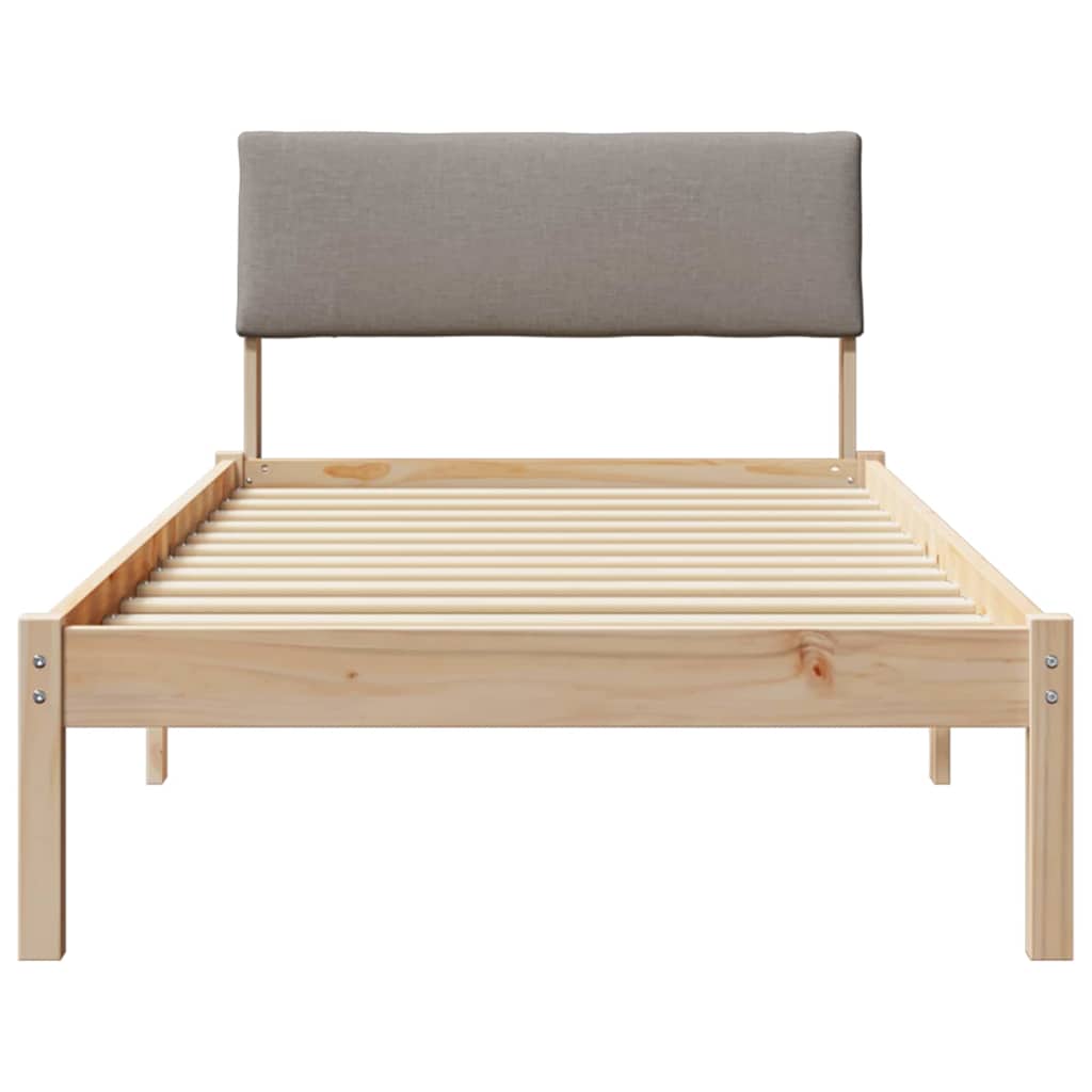 Bed frame Brown and taupe 100 x 200 cm Solid pine wood