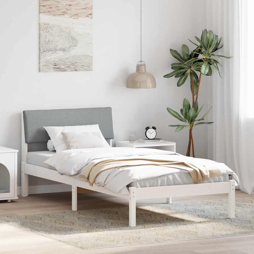 Bed frame White and light grey 100 x 200 cm Solid pine wood