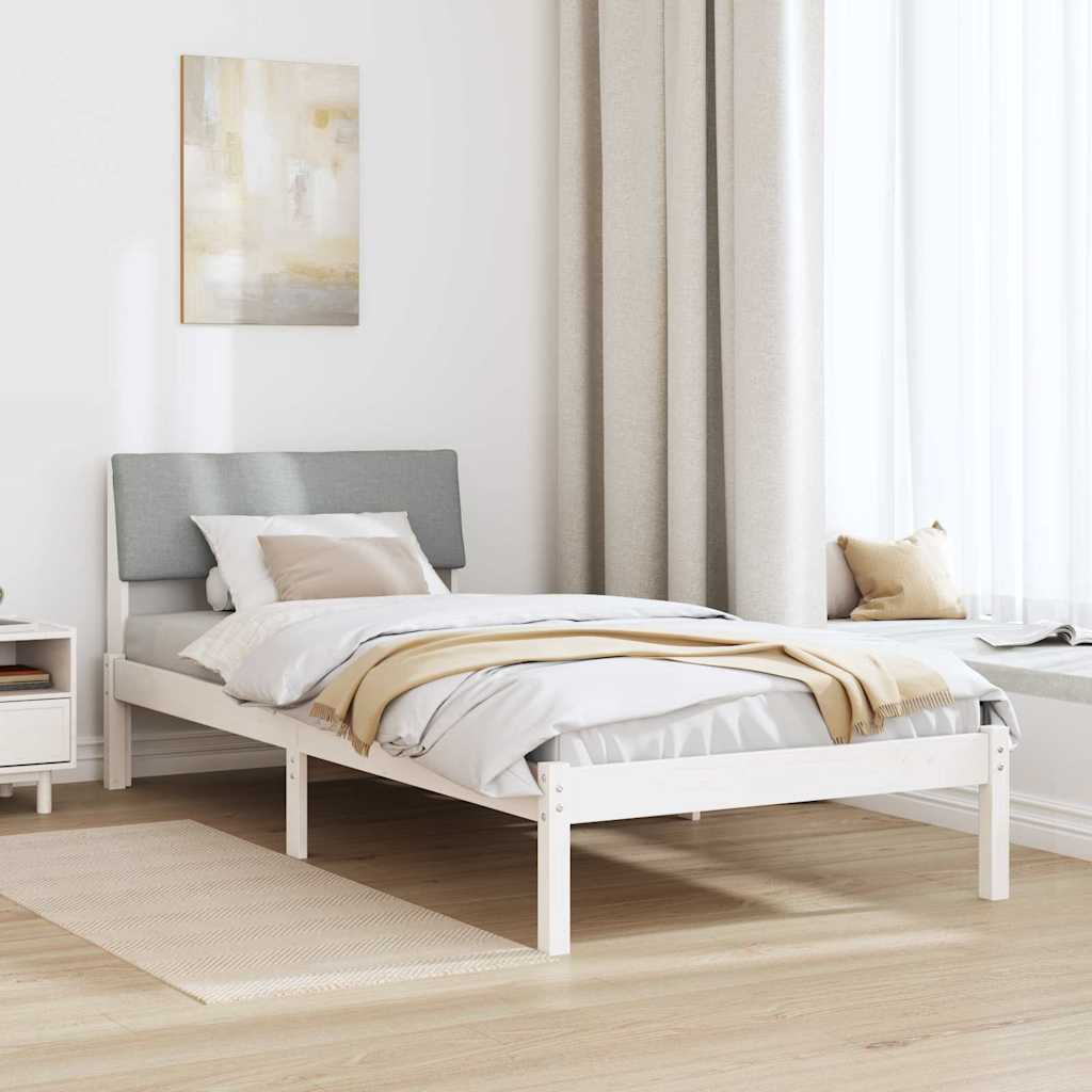 Bed frame White and light grey 100 x 200 cm Solid pine wood