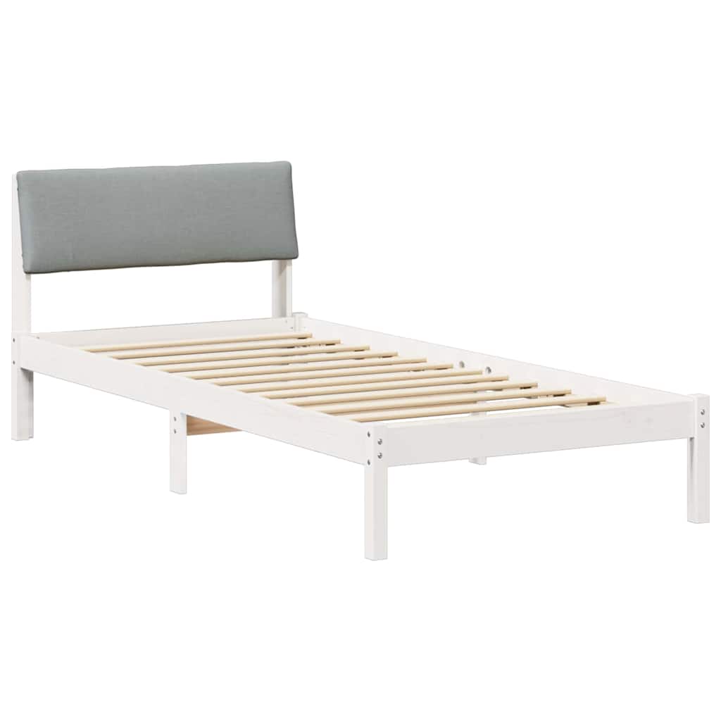 Bed frame White and light grey 100 x 200 cm Solid pine wood