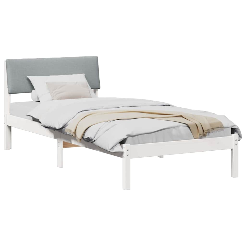 Bed frame White and light grey 100 x 200 cm Solid pine wood