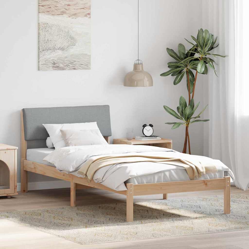 Bed frame Brown and light grey 90 x 200 cm Solid pine wood
