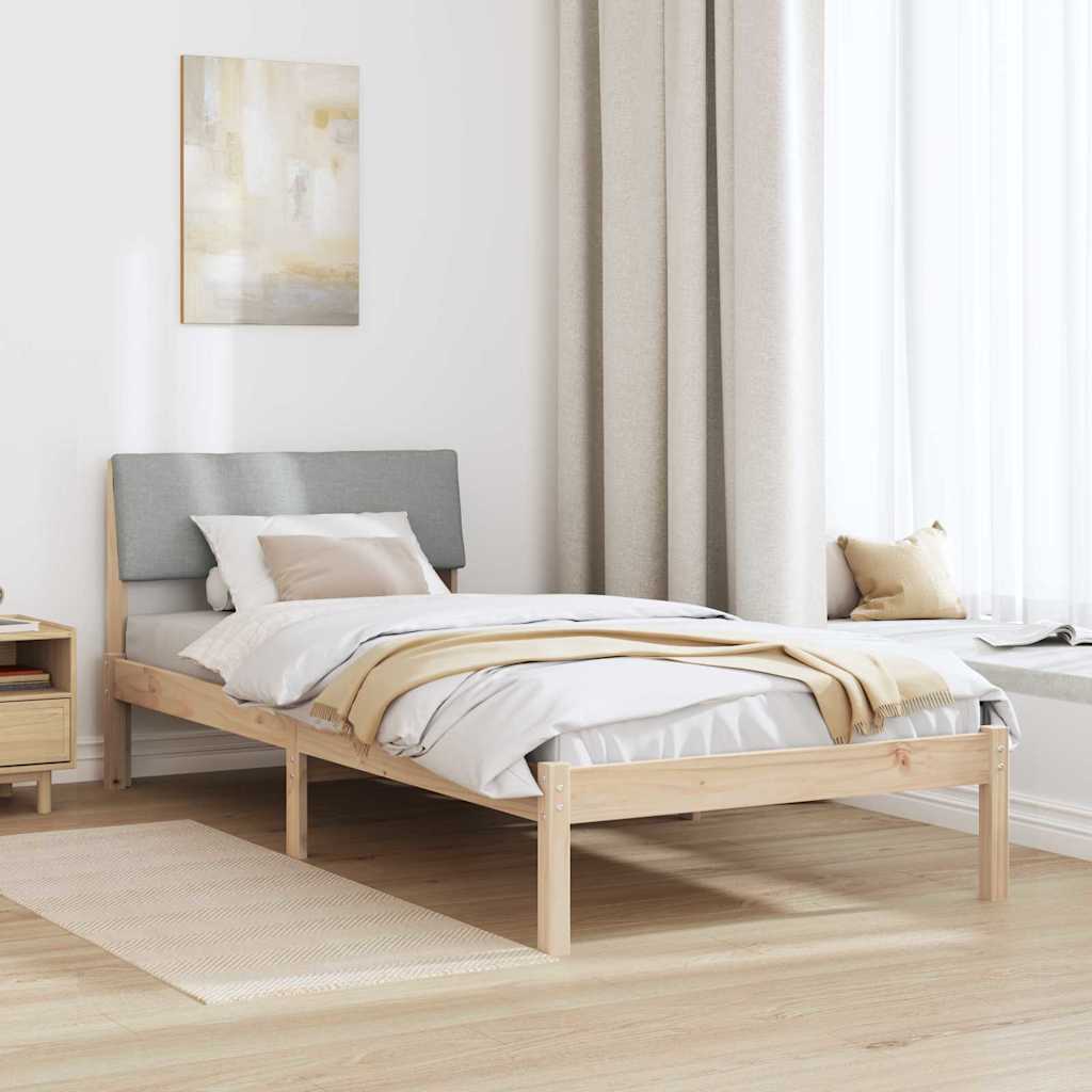 Bed frame Brown and light grey 90 x 200 cm Solid pine wood