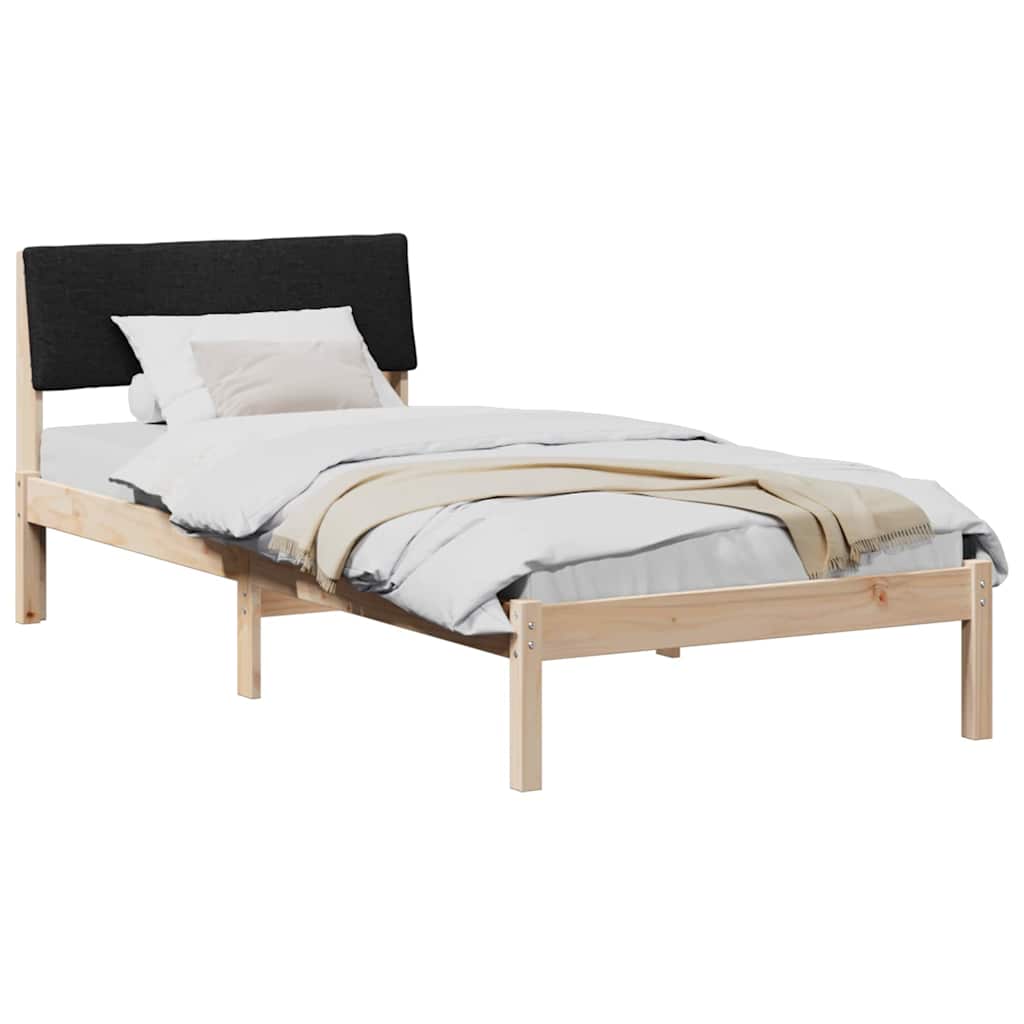 Bed frame Brown and black 90 x 200 cm Solid pine wood