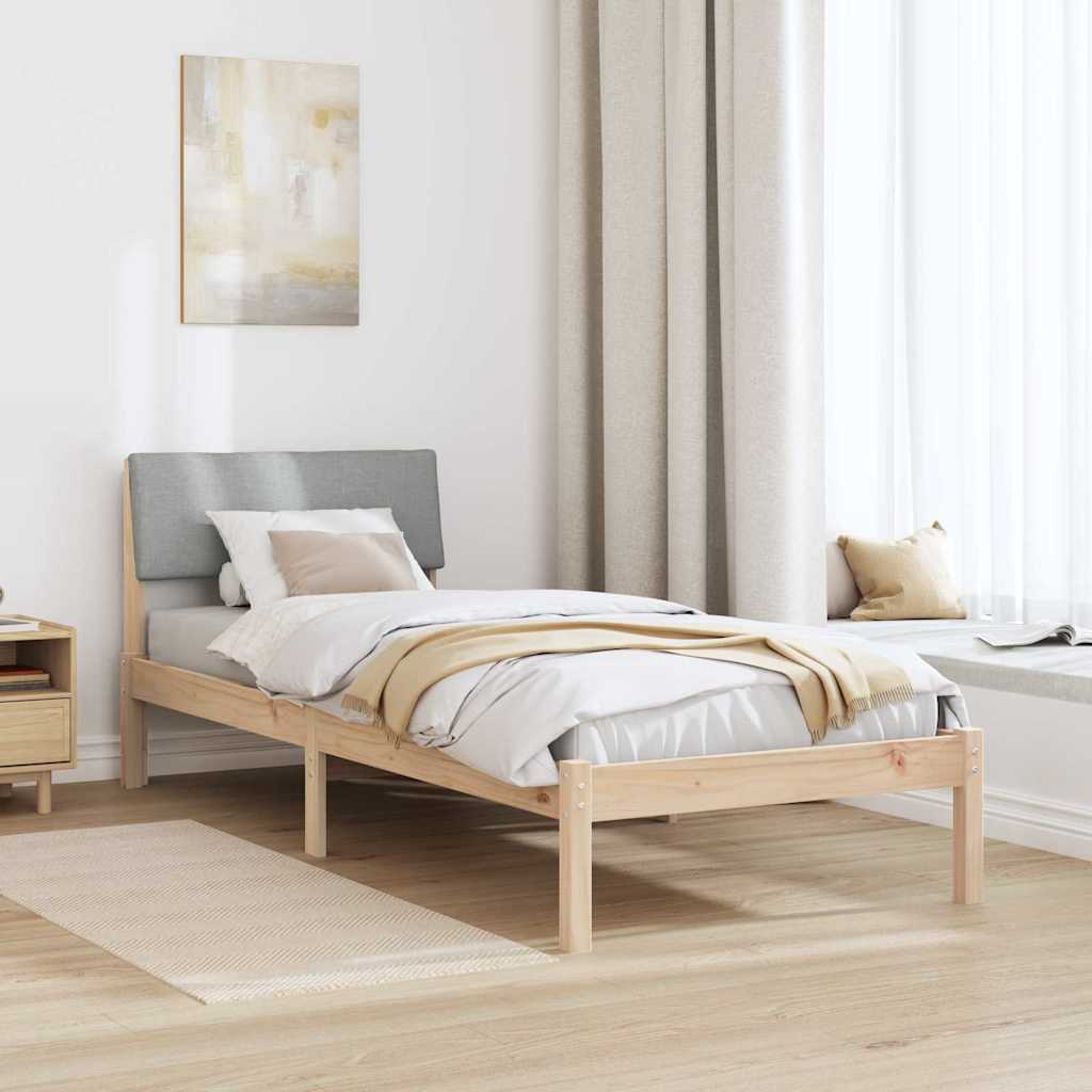 Bed frame Brown and light grey 80 x 200 cm Solid pine wood