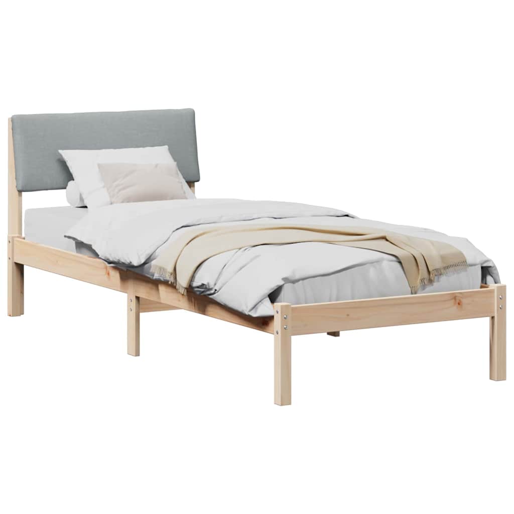 Bed frame Brown and light grey 80 x 200 cm Solid pine wood