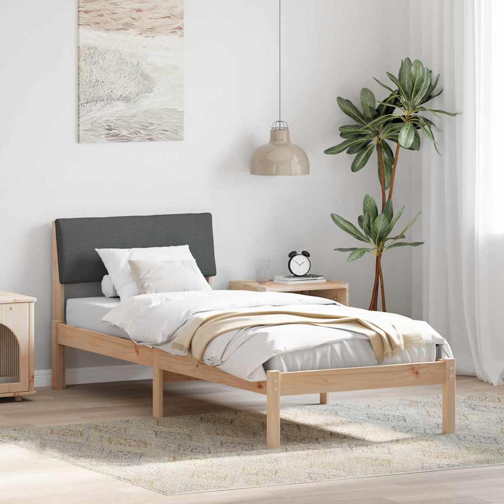 Bed frame Brown and dark grey 80 x 200 cm Solid pine wood