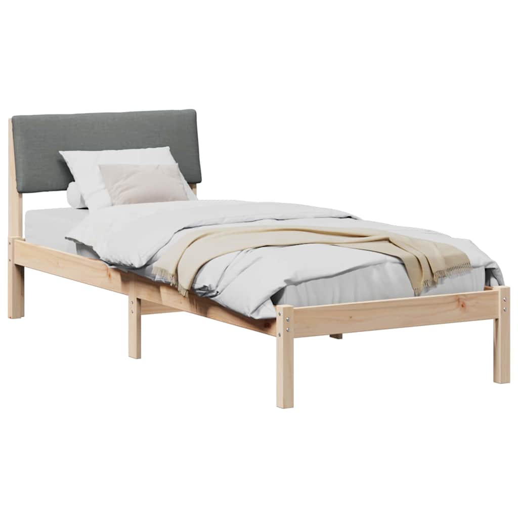 Bed frame Brown and dark grey 80 x 200 cm Solid pine wood