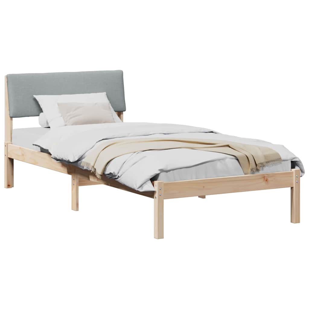 Bed frame Brown and light grey 90 x 190 cm Solid pine wood