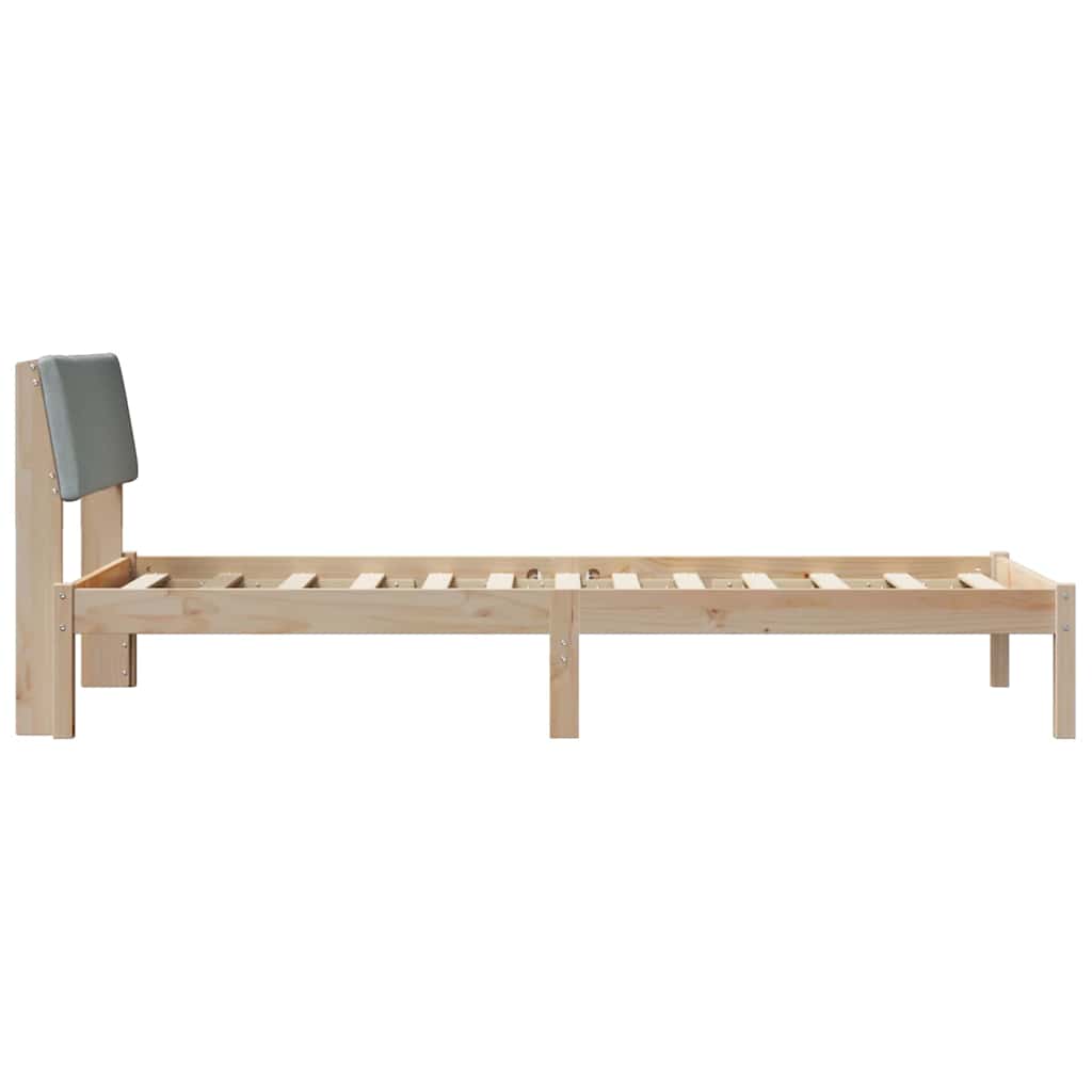 Bed frame Brown and light grey 90 x 190 cm Solid pine wood