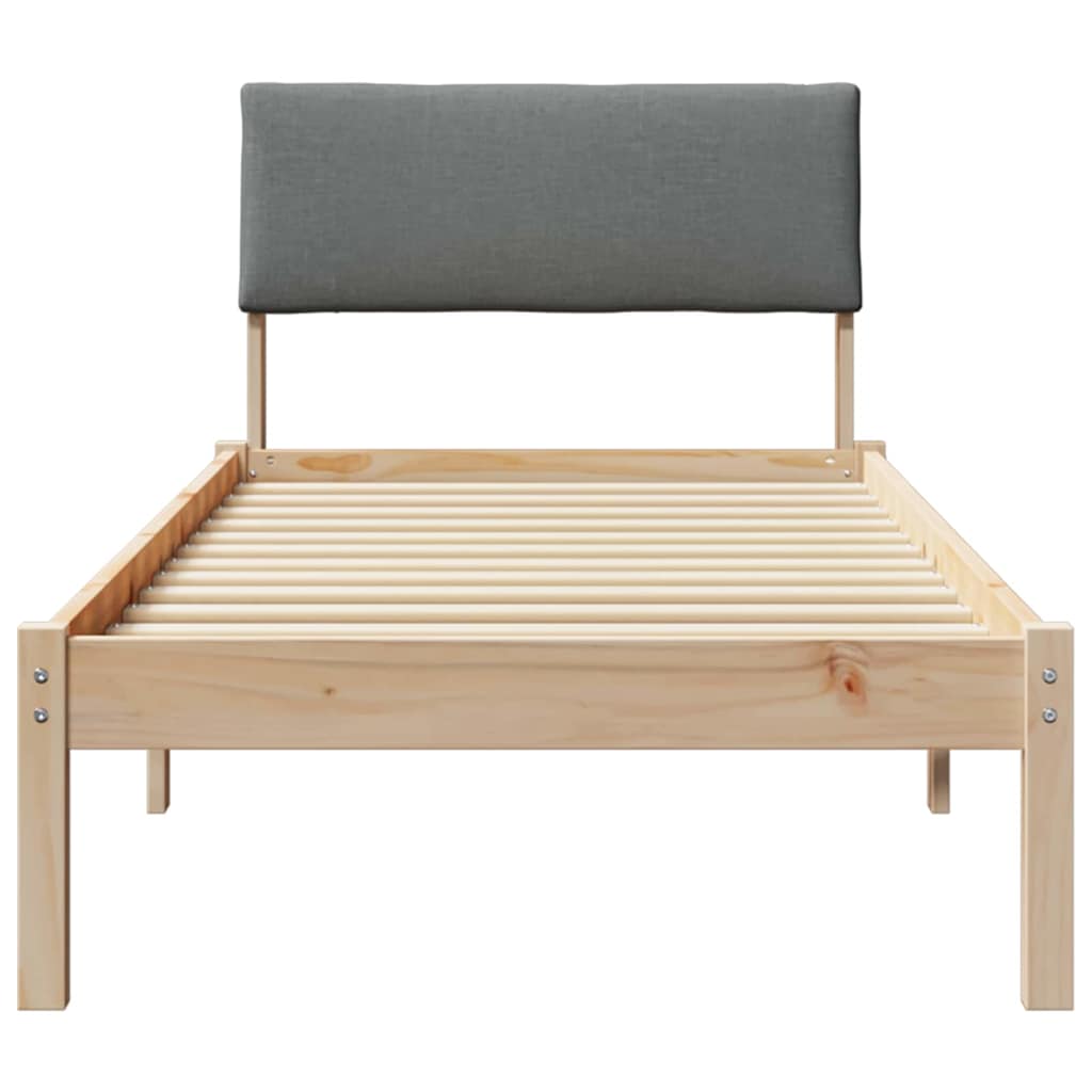 Bed frame Brown and dark grey 75 x 190 cm Solid pine wood