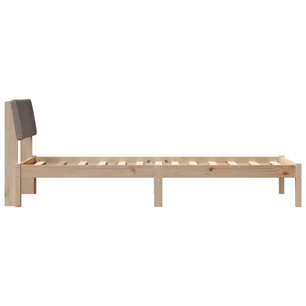 Bed frame Brown and taupe 75 x 190 cm Solid pine wood