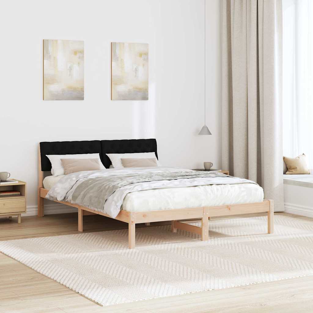 Bed frame Brown and black 160 x 200 cm Solid pine wood