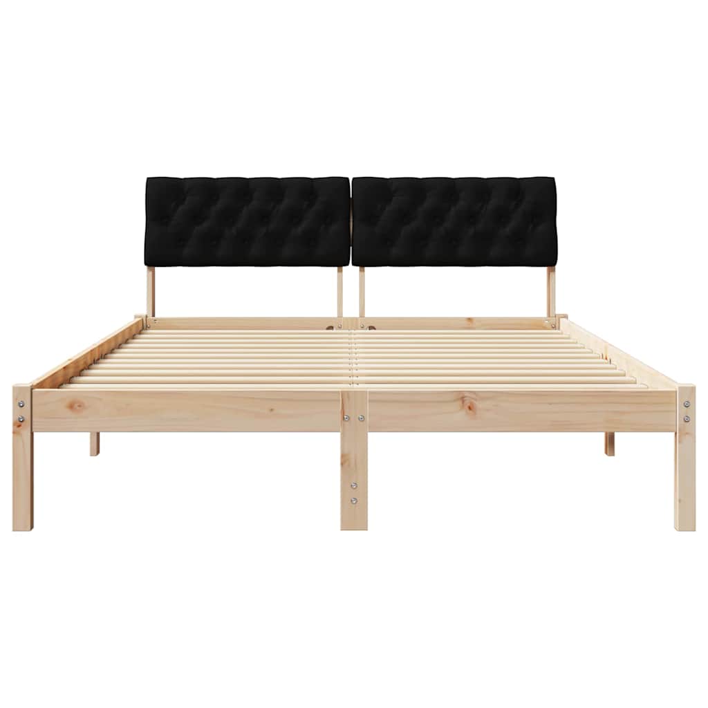 Bed frame Brown and black 160 x 200 cm Solid pine wood