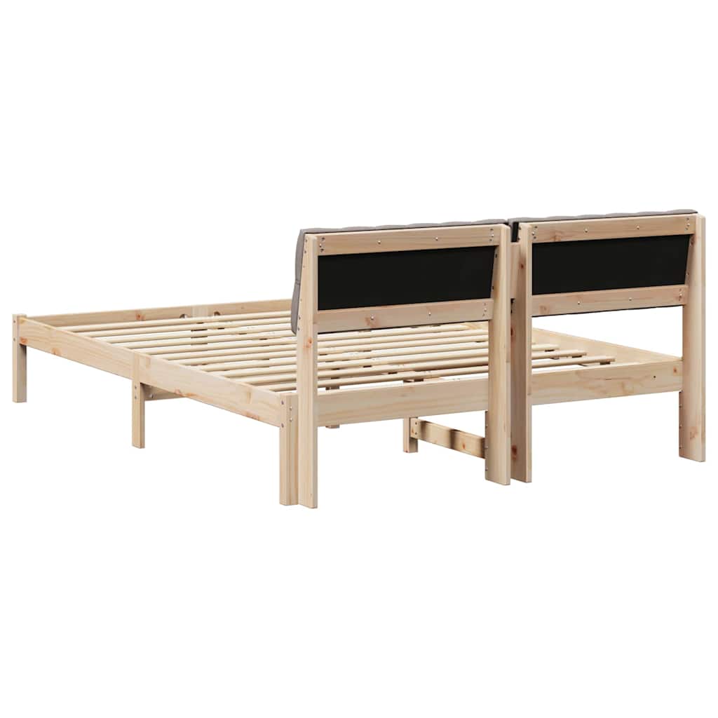 Bed frame Brown and taupe 160 x 200 cm Solid pine wood