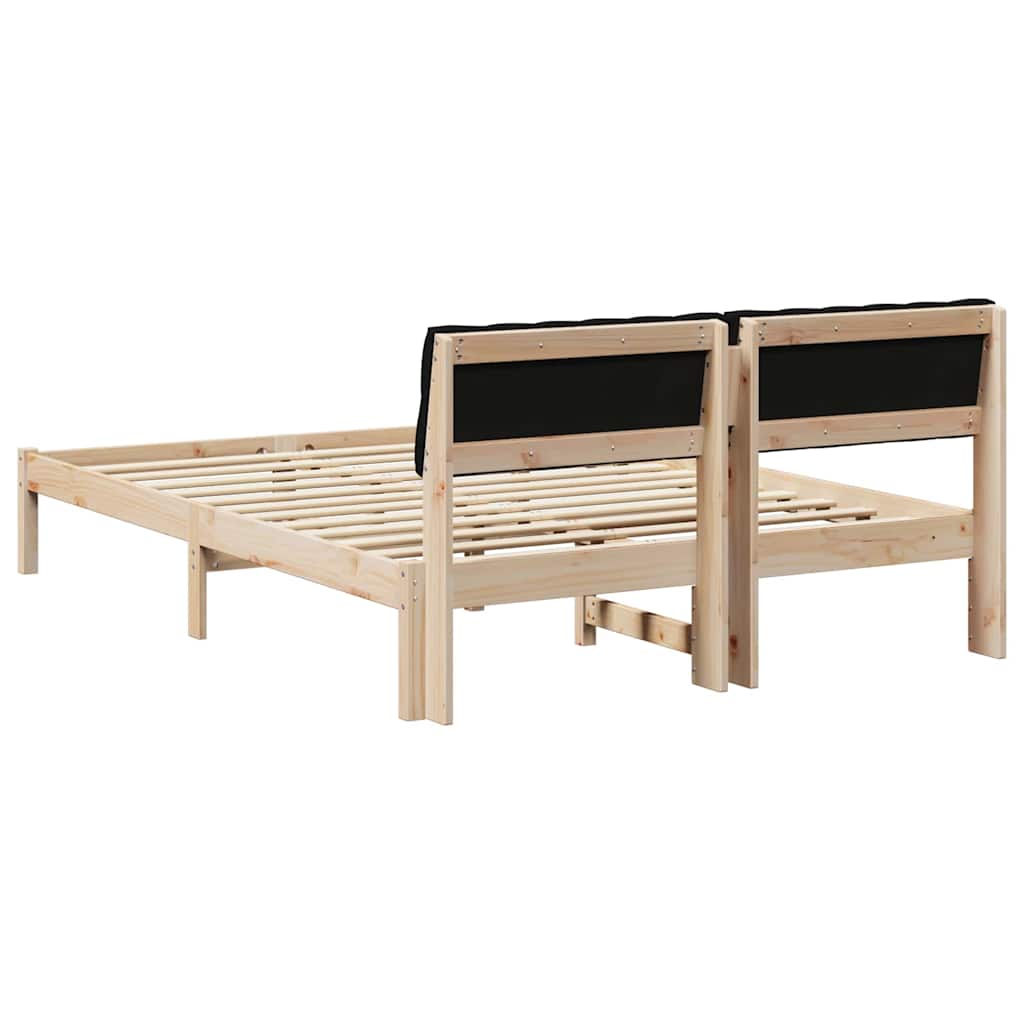 Bed frame Brown and black 150 x 200 cm Solid pine wood