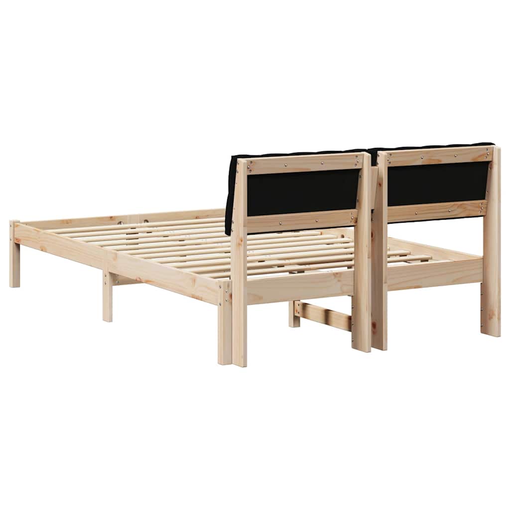 Bed frame Brown and black 120 x 200 cm Solid pine wood
