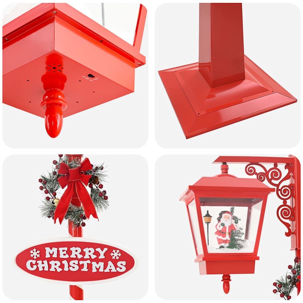 Chirstmas Street Lamp with 2 Lanterns Red 40.5 x 80 x 188 cm