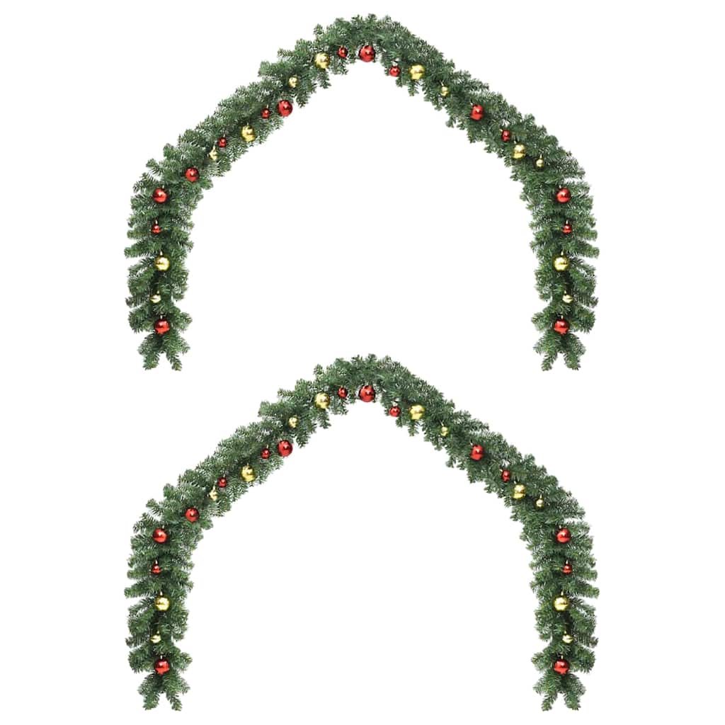 Christmas Garland with 600 LEDs 2 pcs Green PVC