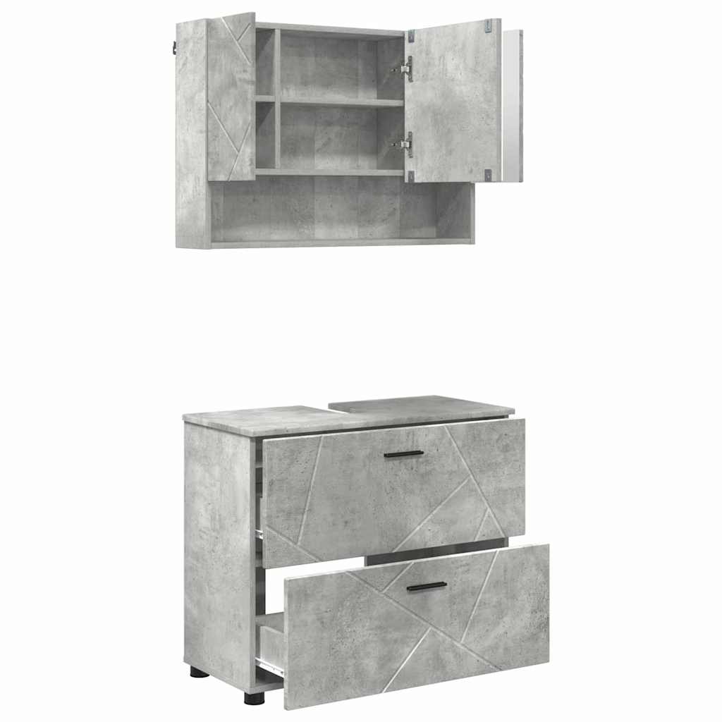 Bathroom Furniture Set 2 pcs Concrete grey 76.5 x 35 x 64 cm