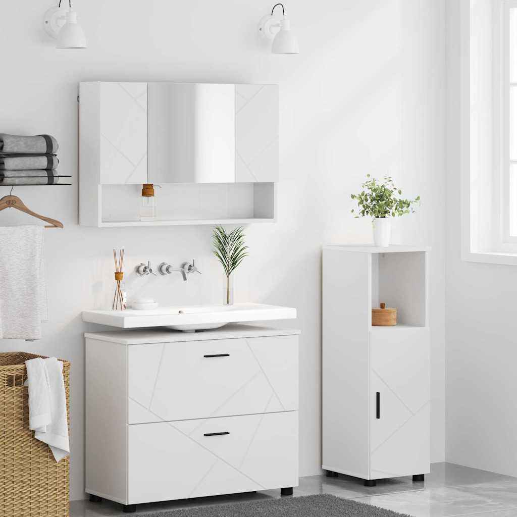Bathroom Furniture Set with Shelf 3 pcs White 76.5 x 35 x 64 cm