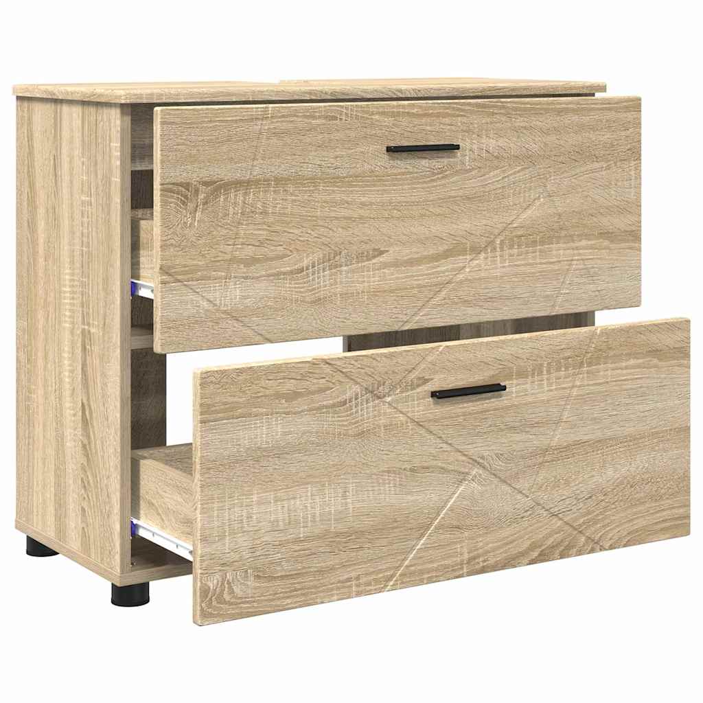 Bathroom Furniture Set 3 pcs Sonoma oak 76.5 x 35 x 64 cm