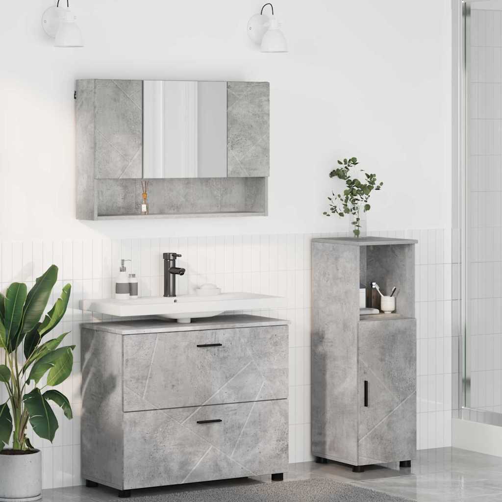 Bathroom Furniture Set 3 pcs Concrete grey 76.5 x 35 x 64 cm