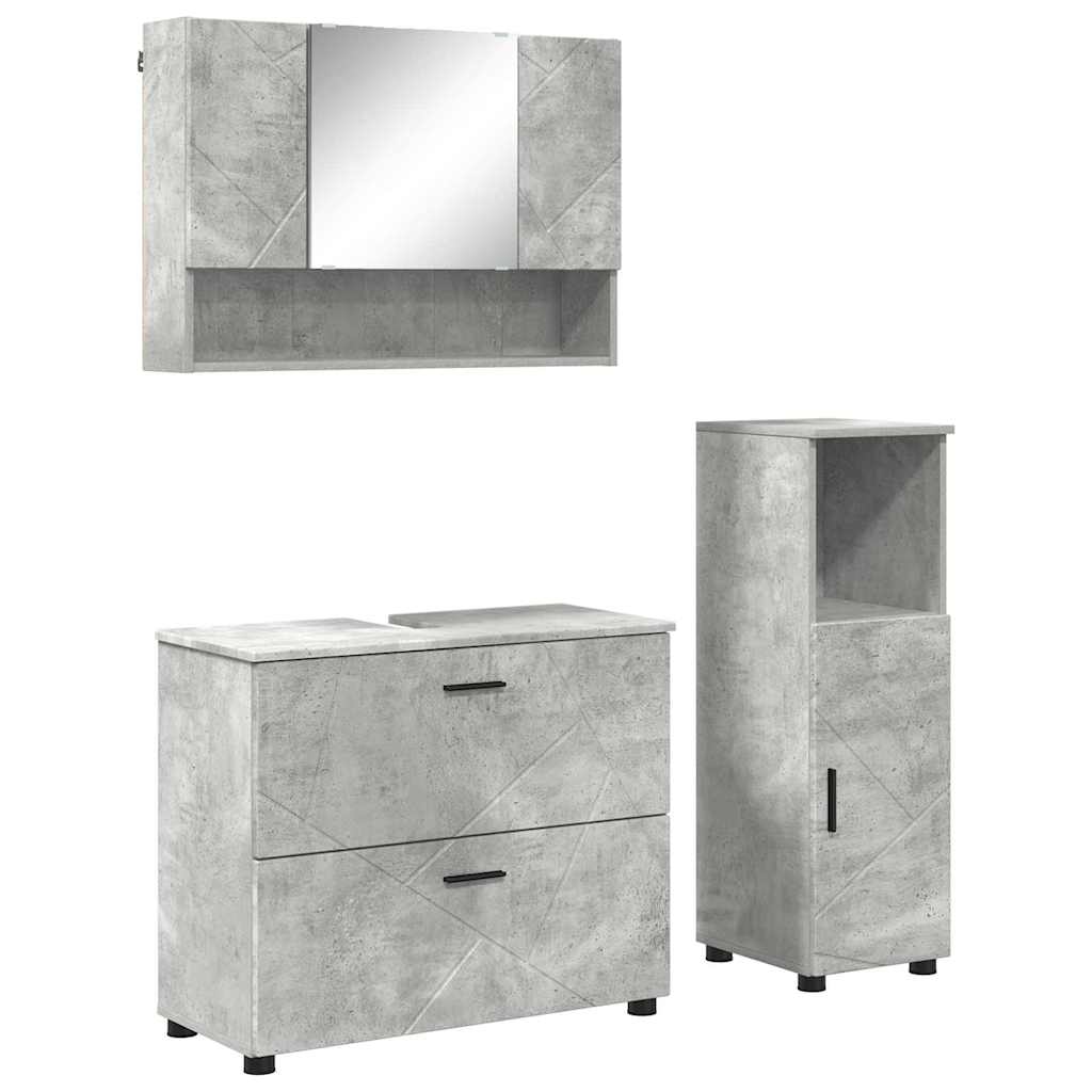 Bathroom Furniture Set 3 pcs Concrete grey 76.5 x 35 x 64 cm