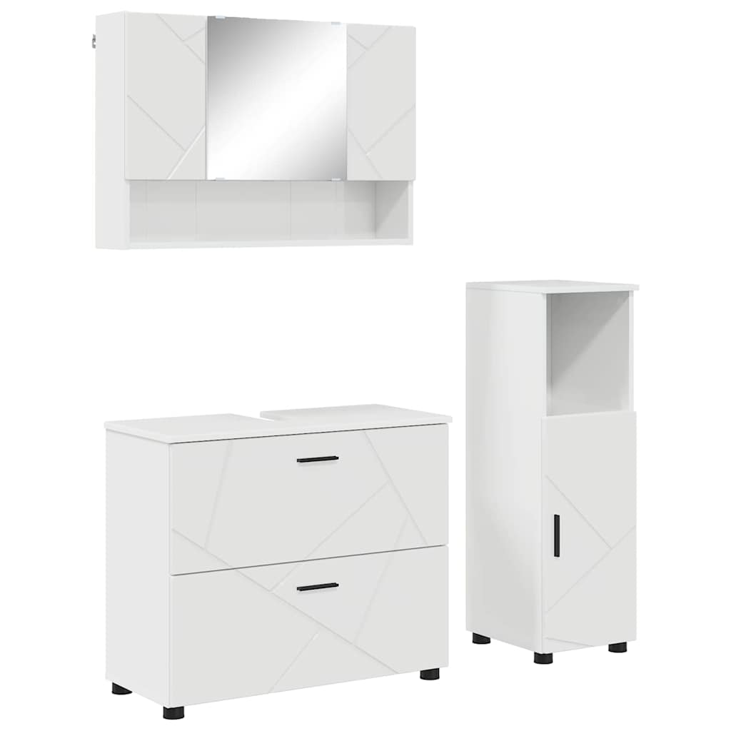 Bathroom Furniture Set 3 pcs High gloss white 76.5 x 35 x 64 cm