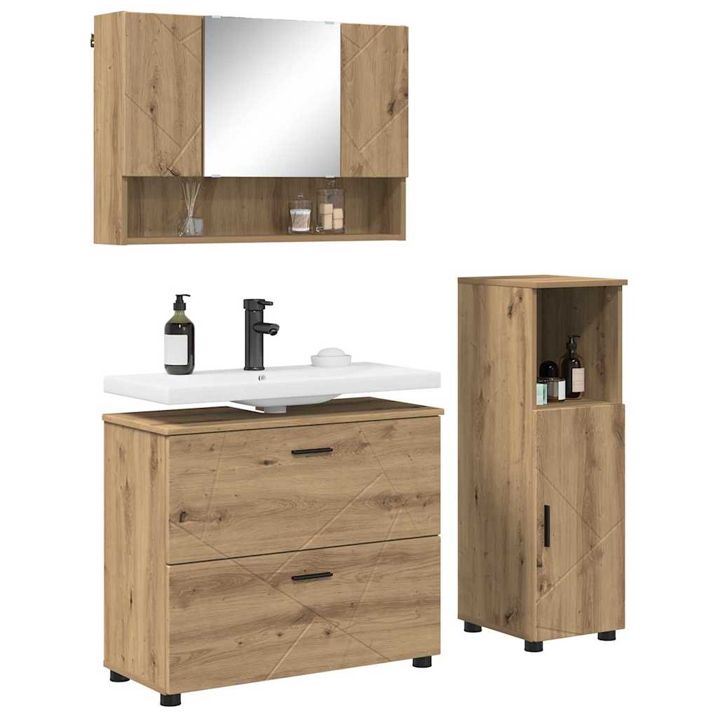 Bathroom Furniture Set 3 pcs Artisan oak 76.5 x 35 x 64 cm