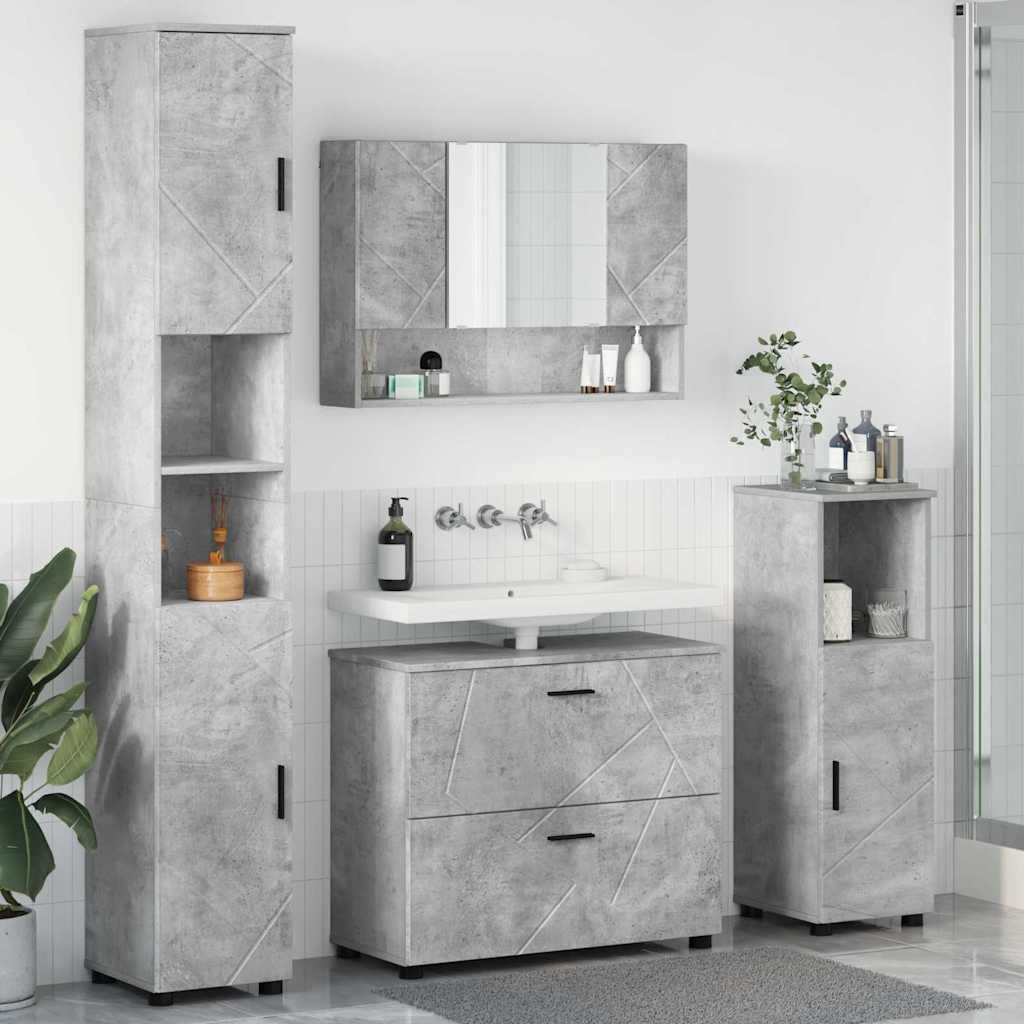 Bathroom Furniture Set 4 pcs Concrete grey 30 x 35 x 192 cm