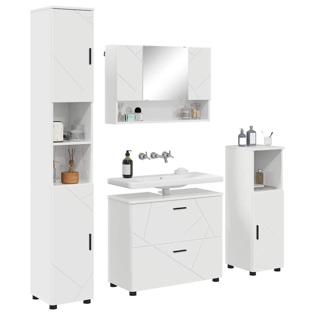 Bathroom Furniture Set 4 pcs High gloss white 30 x 35 x 192 cm