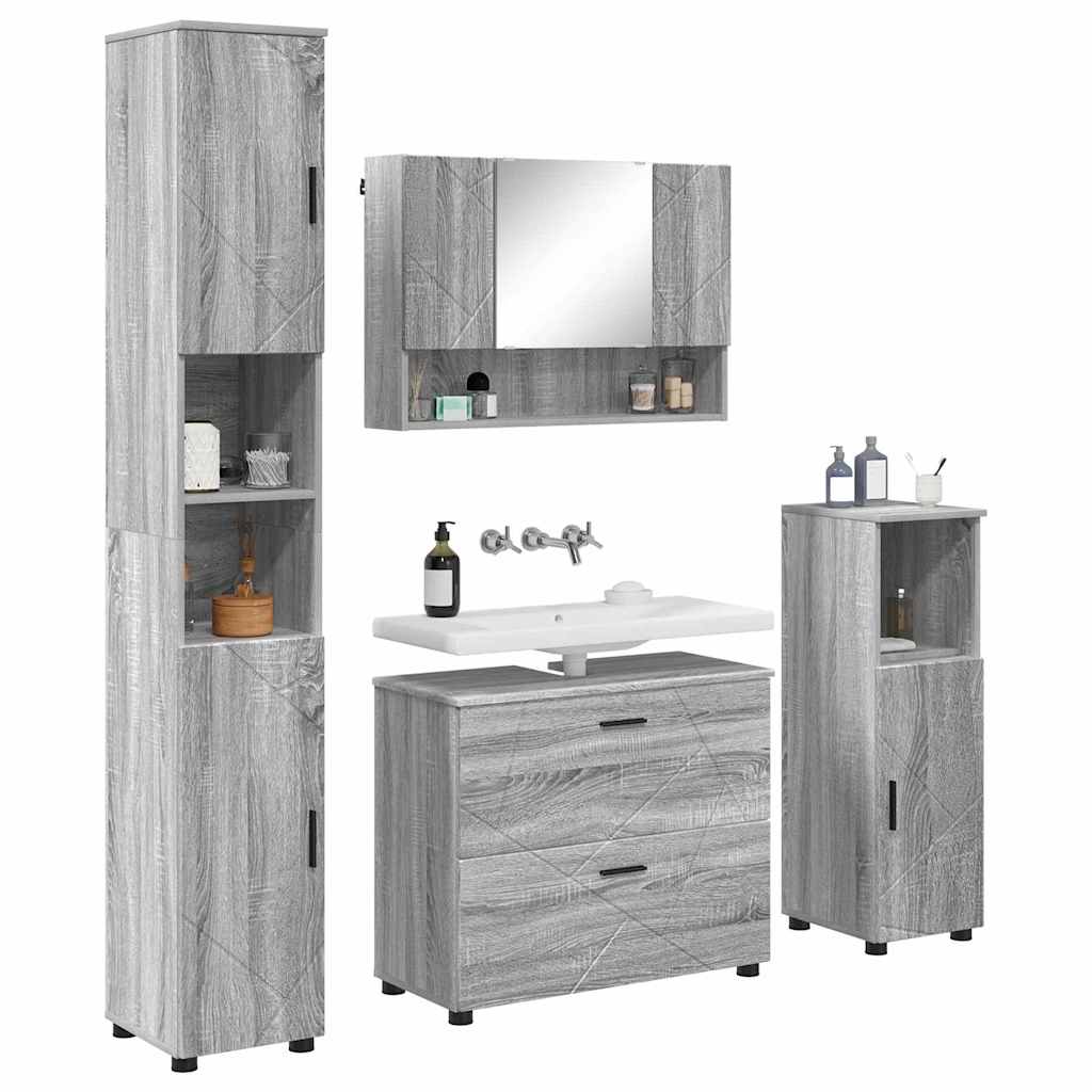 Bathroom Furniture Set 4 pcs Grey sonoma 30 x 35 x 192 cm
