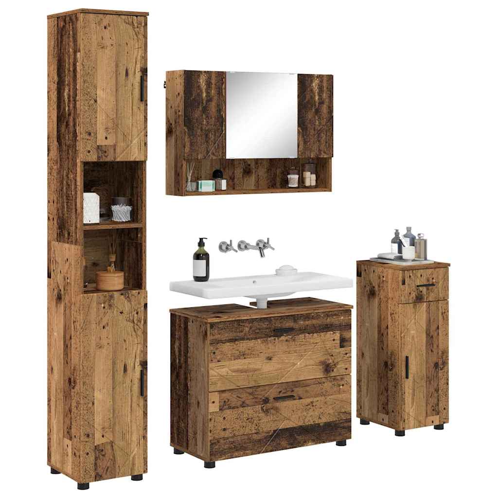 Bathroom Furniture Set 4 pcs Old wood 30 x 35 x 192 cm