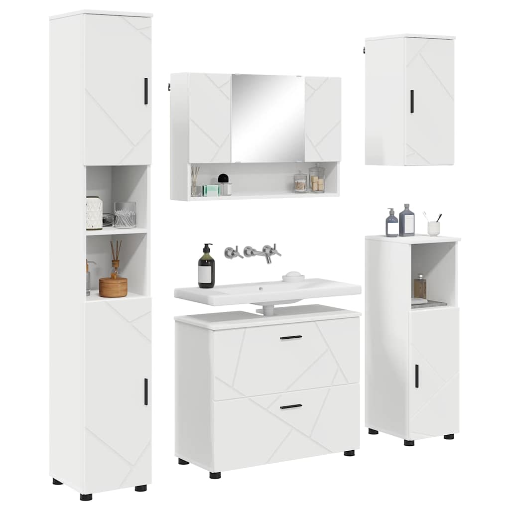 Bathroom Furniture Set with Drawer 5 pcs White 30 x 35 x 192 cm