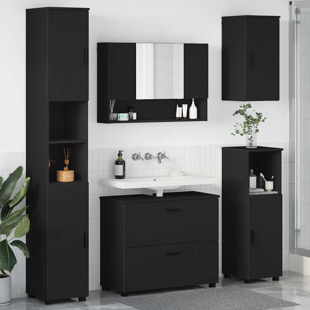 Bathroom Furniture Set with Drawer 5 pcs Black 30 x 35 x 192 cm