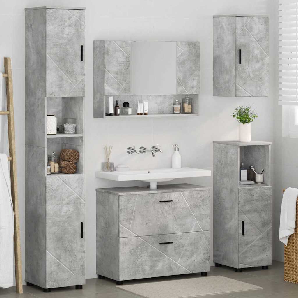 Bathroom Furniture Set 5 pcs Concrete grey 30 x 35 x 192 cm
