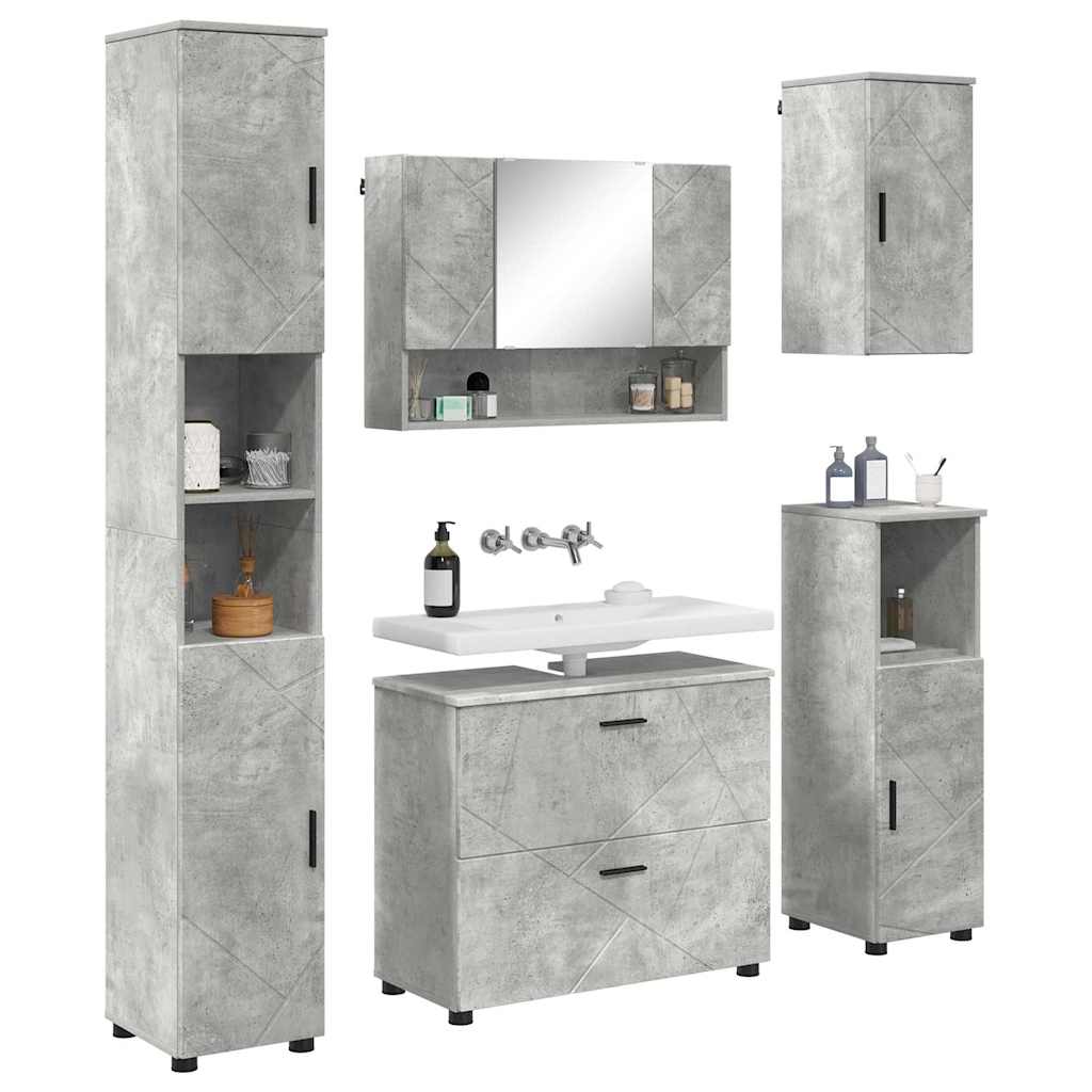 Bathroom Furniture Set 5 pcs Concrete grey 30 x 35 x 192 cm