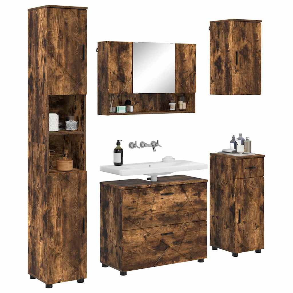 Bathroom Furniture Set 5 pcs Smoked oak 30 x 35 x 192 cm