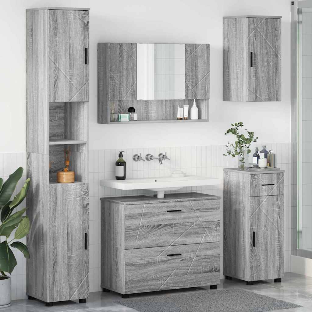 Bathroom Furniture Set 5 pcs Grey sonoma 30 x 35 x 192 cm