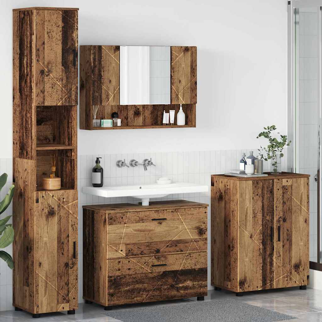 Bathroom Furniture Set 4 pcs Old wood 30 x 35 x 192 cm