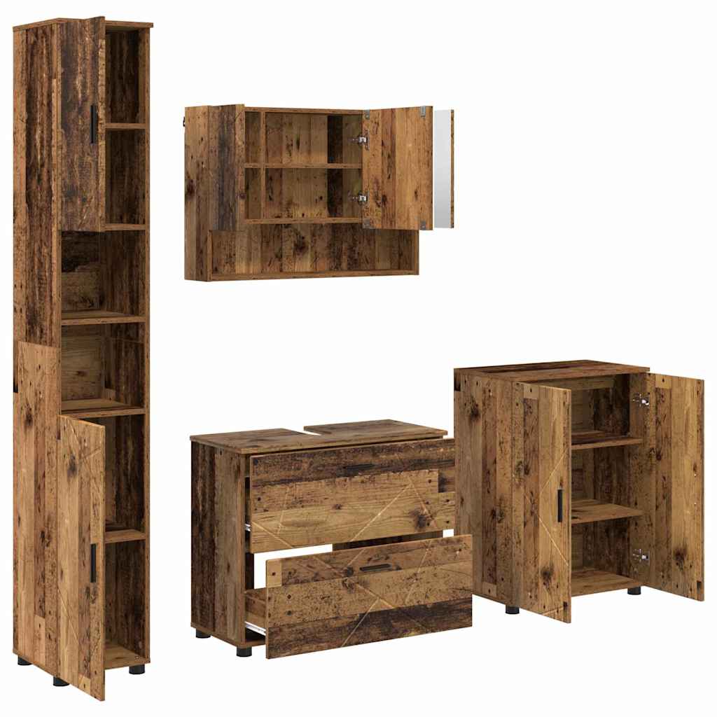 Bathroom Furniture Set 4 pcs Old wood 30 x 35 x 192 cm